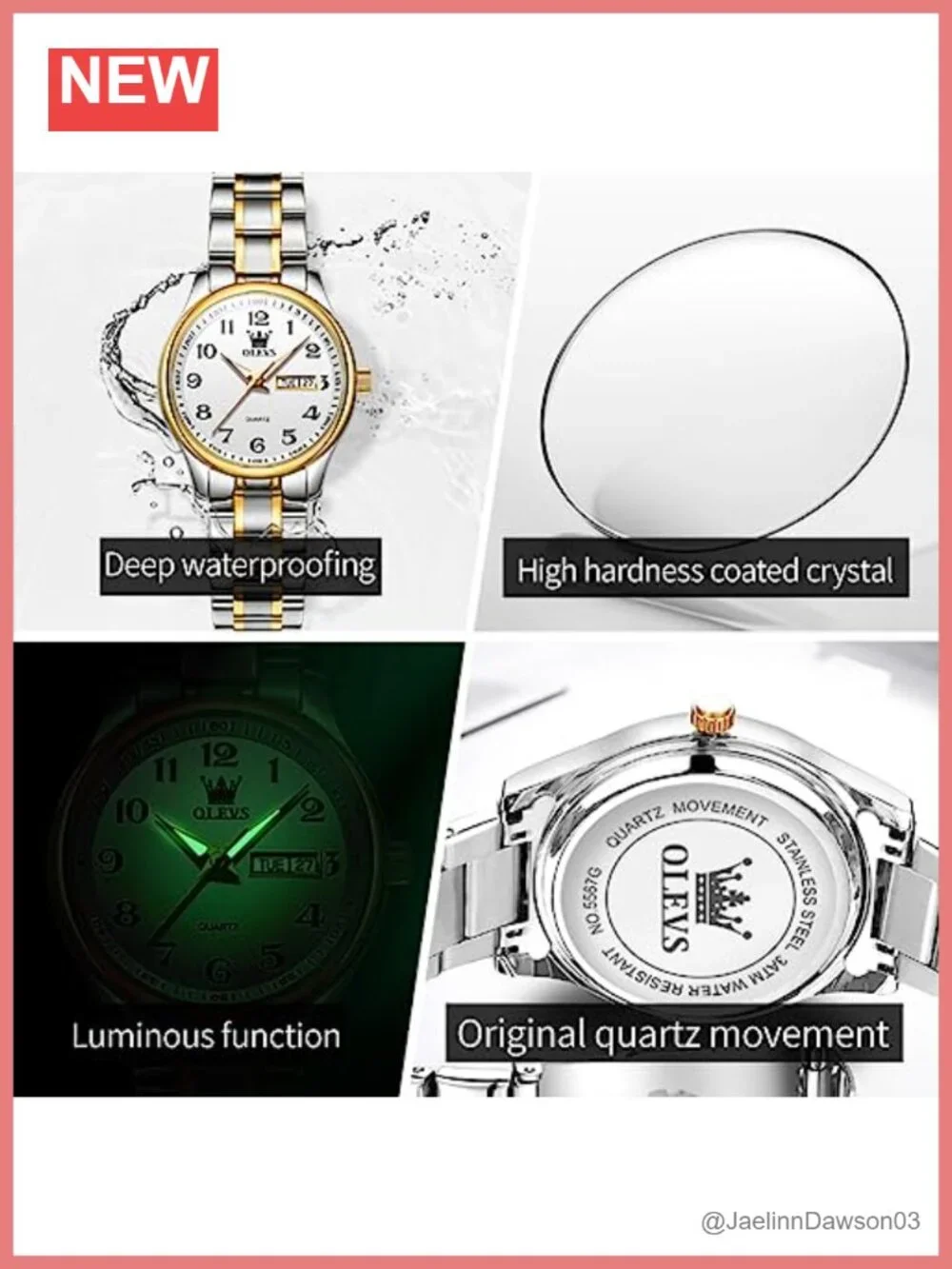 Women's Quartz Wrist Watch Stainless Steel Water Resistant Luminous